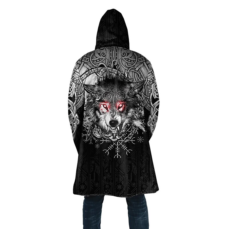 Homme Animal Loup Manteau d'hiver Veste Polaire Manteau Chaud Respirable Confortable Mode Vêtement de rue Sport Sport & Loisir Usage quotidien Sortie Zippé Poche Imprimer Automne hiver Sweat à capuche de 2025 ? NZ $123.89 –P2