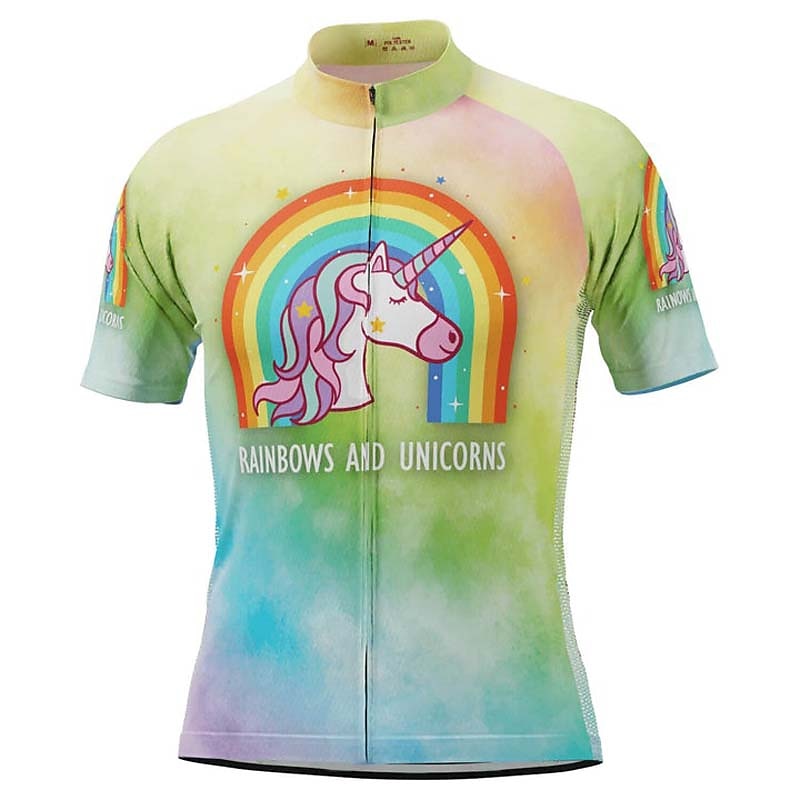 Voor heren Wielrenshirt Eenhoorn Grappig Engelse slogan Korte mouw Fietsen Shirt Kleding Bovenlichaam met 3 achterzakken Bergracen Wegwielrennen Sneldrogend Reflecterende strips Achterzak 2026 - $30.99 –P14