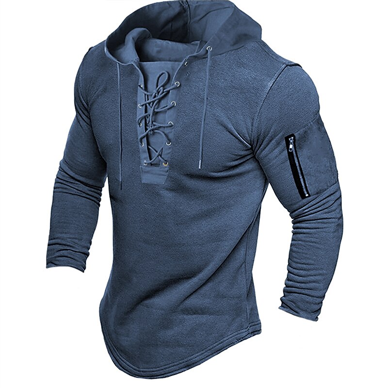 Lace up best sale drawstring hoodie mens