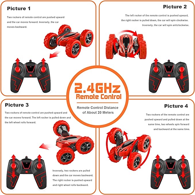 Car Stunt Remote Control Vehicle Off-road Remote Control Truck 4WD 2.4GHZ RC Rock Crawler With Headlights Double Sided 360 Flip Remote Control Car Gifts For Boys and Girls 2025 - $38.99 –P5