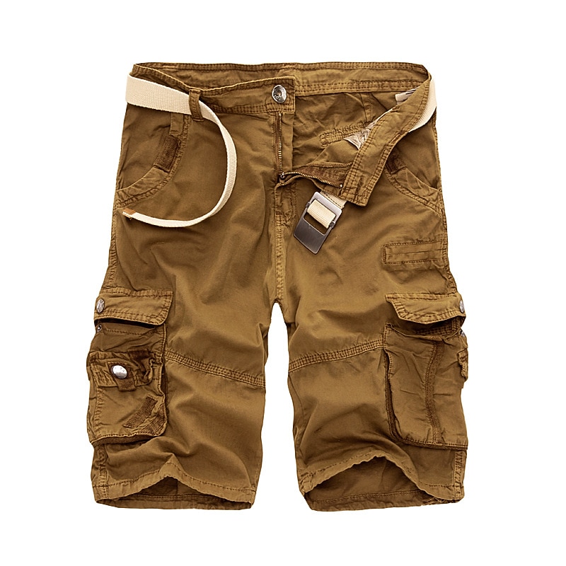 Homens Bermuda Cargo Calção Shorts de Trilha Bolsos Tecido Conforto Respirável Comprimento do joelho Trabalho Casual Diário Moda Roupa de rua Exército verde açafrão de 2026 por $28.99 –P9
