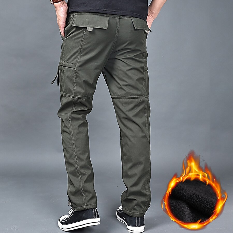 Pantalon Cargo Homme Hiver - Survêtement Polaire Doublé - Coupe Ample Avec Poches, Taille Élastique