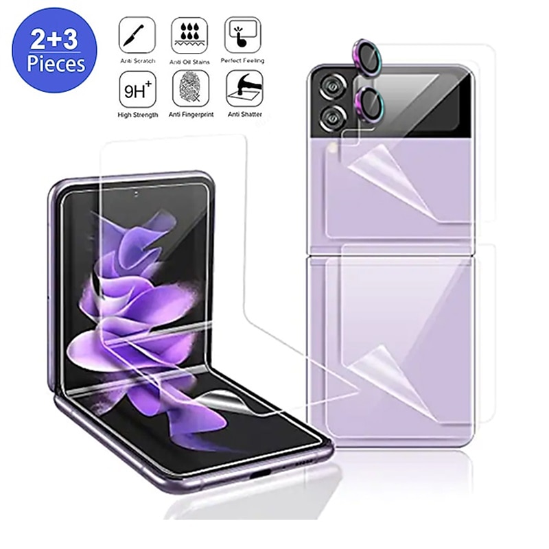 1 Set Screen Protector + Camera Lens Protector Back Screen Protector For Samsung Galaxy Z Flip 7 Z Flip 6 Z Flip 5 Z Flip 4 Z Flip 3 Tempered Glass TPU Hydrogel 9H Hardness Anti-Fingerprint High 2025 - $8.99 –P1