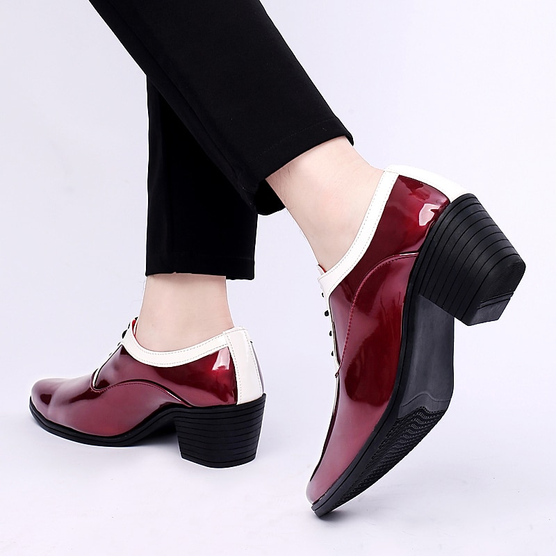 Men's Oxfords Dress Shoes Christmas Party Collections Casual British Wedding Party & Evening PU Black Red White Color Block Winter Fall 2025 - $59.99 –P18