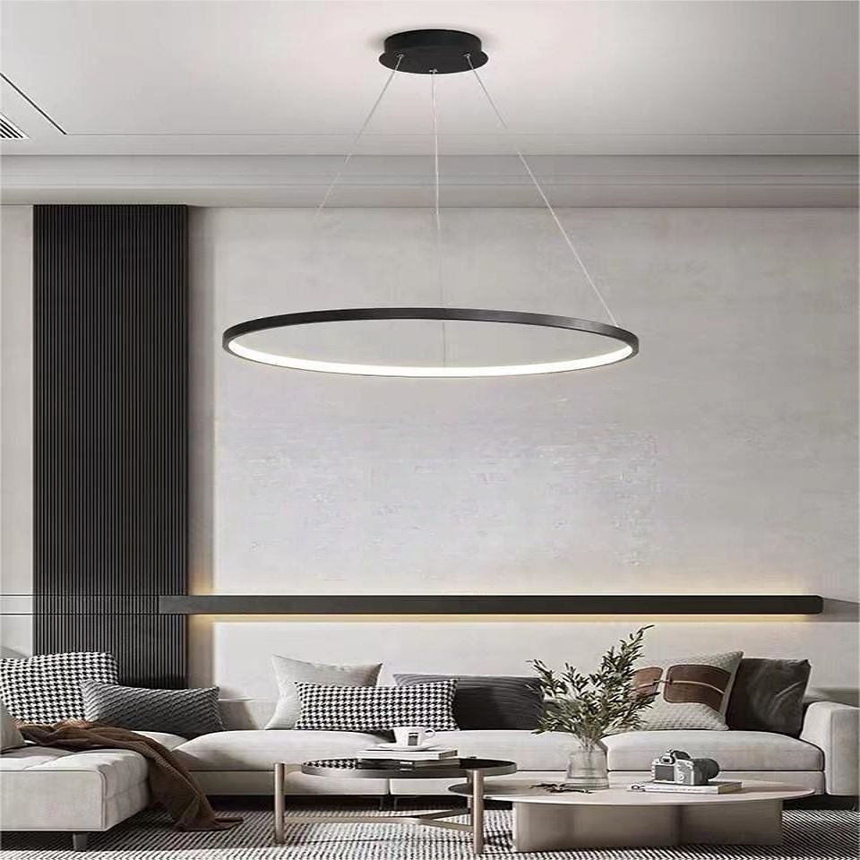 2025年 60 80 cm LED ペンダントライト サークルデザイン ユニークなデザイン メタル 塗装仕上げ コンテンポラリー モダン 110-120v 220-240v リモコンで調光のみ  コレクション – $187.99 –P7