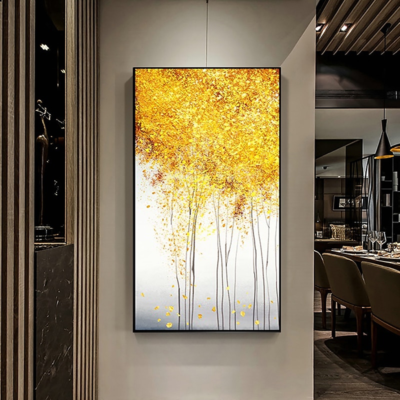 2025年 ゴールド ボタニカル 油絵 キャンバス ウォール アート 装飾 モダン 抽象 ゴールデン フォーチュン ツリー ホームデコレーション ロール フレームレス 未延伸 ペインティング  コレクション – $100.99 –P3