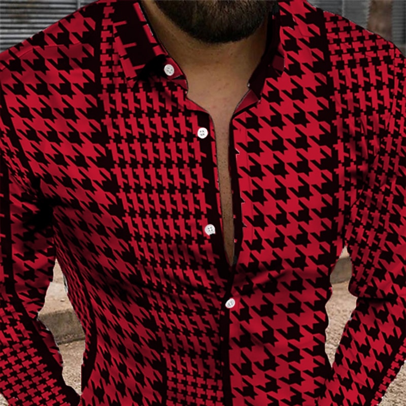 Herren Geometrische Muster Vintage Hemd Knopfhemd Langarm Modisch Designer Brautkleider schlicht Täglich Festtage Wochenende Frühling Sommer Umlegekragen 3D Button-Down Schwarz / Weiß Gelb Schwarz 2025 - $25.99 –P4