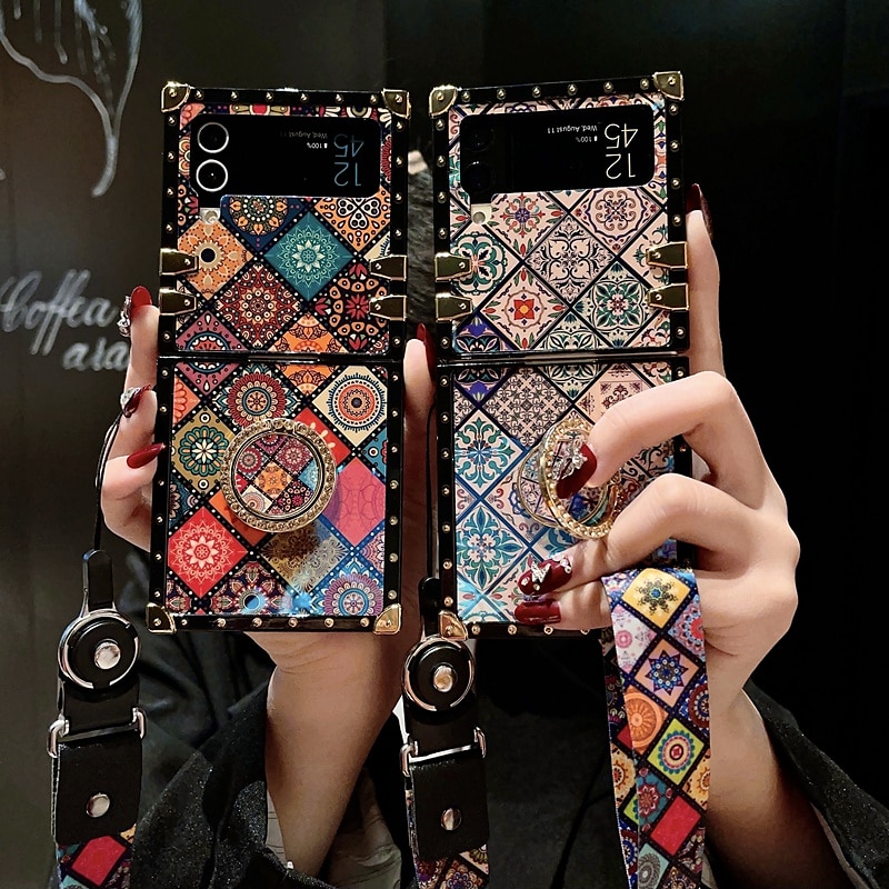 Phone Case For Samsung Galaxy Z Flip 5 Z Flip 4 Z Flip 3 Handbag Purse Flip Flip with Adjustable  Neck Strap Kickstand Butterfly PC 2025 - $16.99 –P2