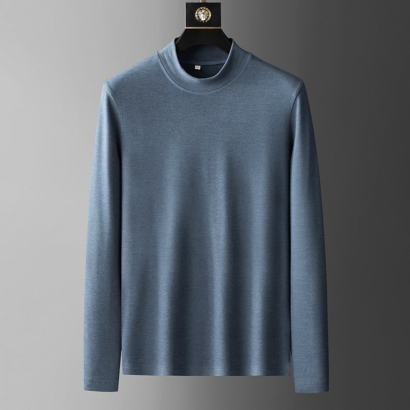 Men's Turtleneck shirt Long Sleeve Shirt Long Sleeve Crew Neck Spring & Fall Plain Fashion Casual Comfortable Street Holiday Going out Black White Blue Top Tee for Men 2025 - $20.99 –P10