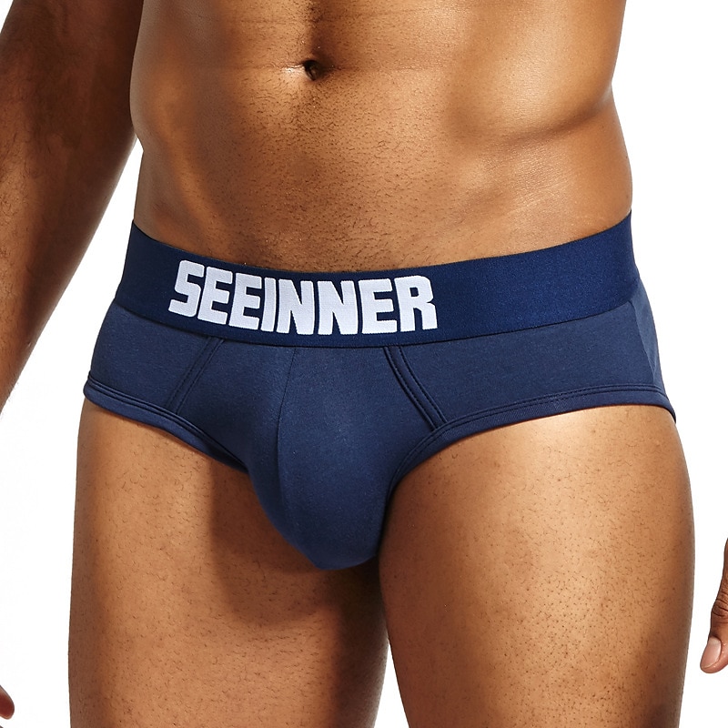 Herren 1 Packung Grundlegendes Höschen Slip Bedruckt Baumwolle Antibakteriell Auslaufsicher Buchstabe Mittlere Taillenlinie Schwarz Weiß 2025 - $9.99 –P3