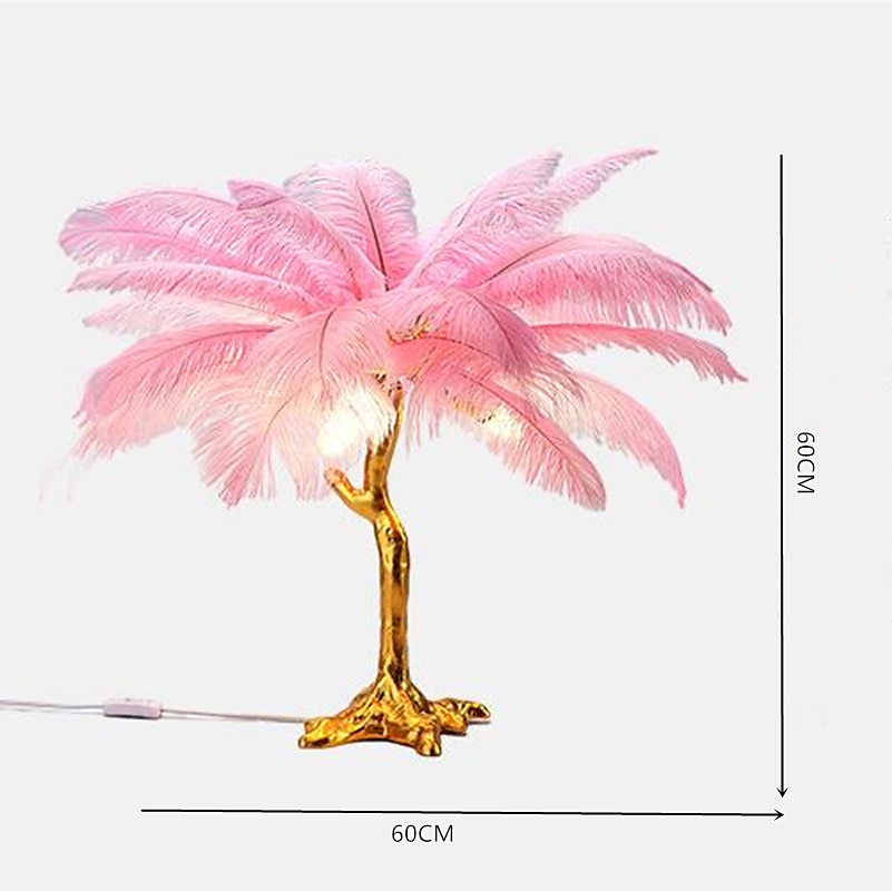 led veer tafellamp struisvogelveer naast lamp 60cm roze wit blauw bruiloft kerst decoratieve verlichting verjaardag 2025 - $346.79 –P8