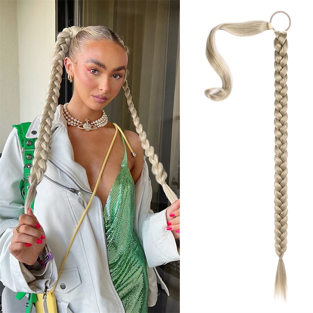 Clip Rabos-de-Cavalo Clássico / sintético / Penteado de trança francesa Cabelo Sintético Pedaço de cabelo Alongamento Liso Longo Festa / Roupa Diária / Festas & Noite de 2025 por $10.99 –P5