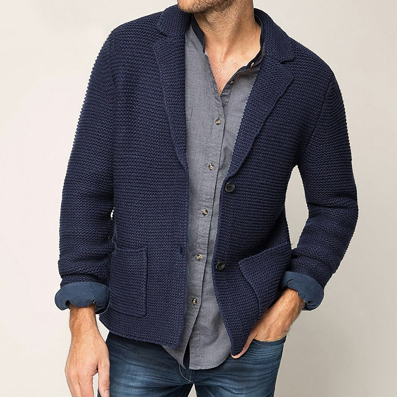 Men's Sweater Cardigan Sweater Sweater Jacket Ribbed Knit Cropped Knitted Lapel Warm Ups Modern Contemporary Daily Wear Going out Clothing Apparel Fall & Winter Black khaki M L XL 2025 - $35.99 –P3