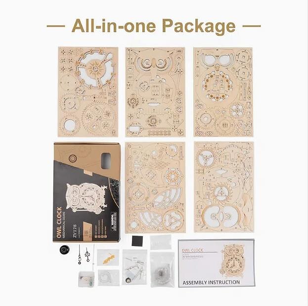 3D Wooden Puzzle For Adults Owl Clock Model Kit Desk Clock Home Decor Unique Gift For Kids On Birthday/Festival Day 2025 - $55.99 –P12