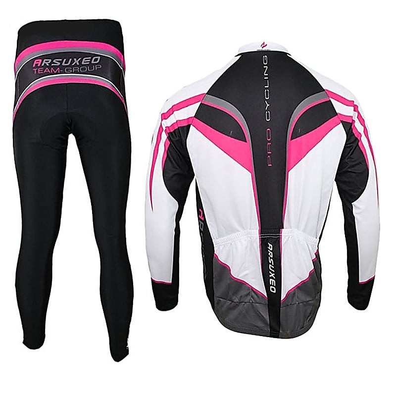 Arsuxeo Pánské Dlouhý rukáv Cyklodres a čapáky Cyklo bunda Léto Spandex Silikon Polyester Černá / červená Zelená Fialová Slátanina Legrační Jezdit na kole Celotělové oblečení Zahřívací 3D podložka 2025 - $69.99 –P7
