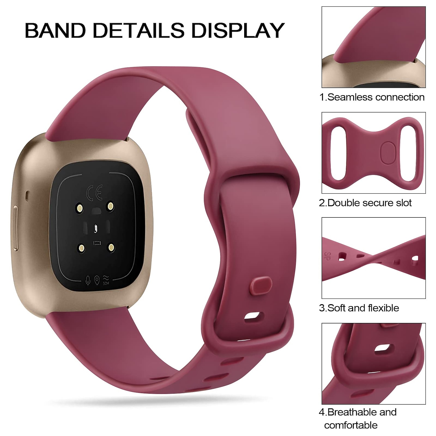 5 Pack Bands Compatible with Fitbit Versa 4 / Sense 2 / Versa 3 / Sense Bands Women Men Classic Soft Silicone Sport Band Replacement Wristband Strap 2026 - $16.99 –P3