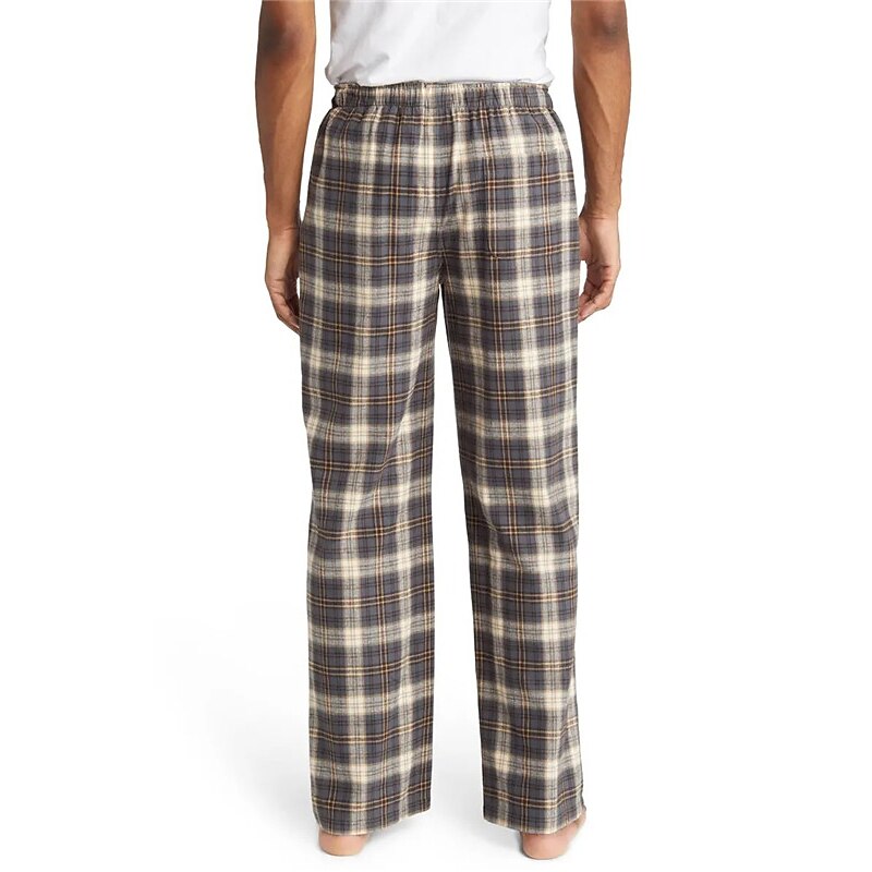 Herr Vardagsklädsel Pyjamasbyxor Plädbyxor Lounge Byxor Rutnät / Pläd Varm Mjukt Hem Säng Spa Flanell Varm Ficka Elastisk midja Vinter Svart Blå 2025 - $20.99 –P4