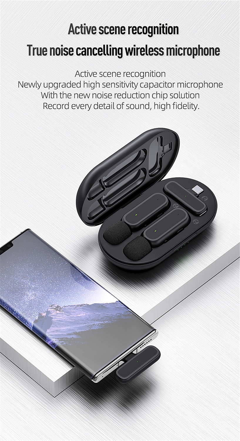 Wireless Lavalier Microphone Noise Cancelling Audio Video Recording for iPhone/iPad/Android/Xiaomi/Samsung Live Game Mic 2025 - $51.99 –P4