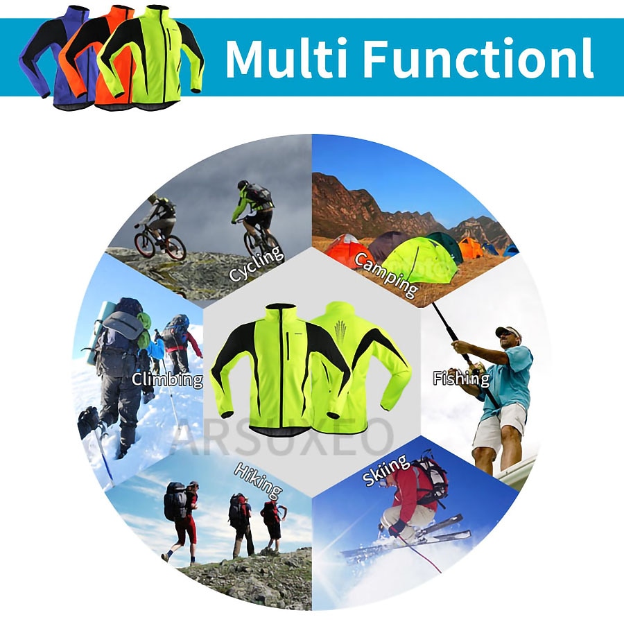 Арсуксо Муж. Велокуртки Ветровка Флисовая жилетка Зима Сохраняет тепло С защитой от ветра Флисовая подкладка Дышащий Велоспорт Жакет Горные велосипеды Шоссейные велосипеды Езда по городу / Эластичная 2025 - $49.99 –P13