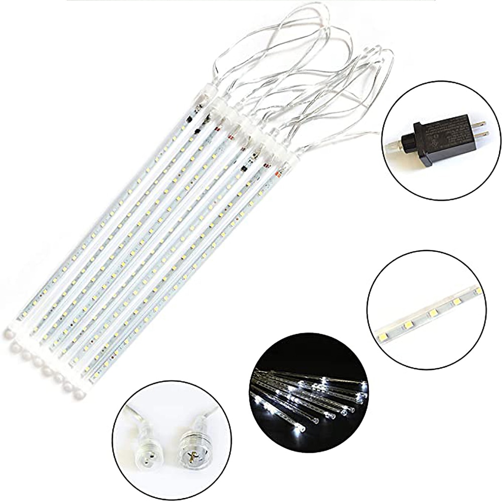 meteorregn regnlys 8 rør 30cm 50cm 384led 192led (11,8 "/ 19,7") strenglys utendørs vanntett til jul bryllupsfest dekorasjon 1 pakke 3 pakker 2025 - $17.49 –P5