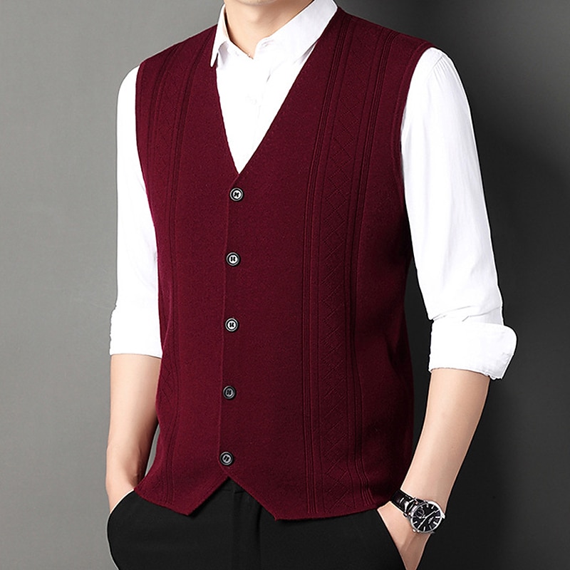 Herren Pullunder Kleid Pullover Wollpullover Gerippt Stricken Strick Streifen V Ausschnitt Moderne zeitgenössische Koreanisch Freizeitskleidung Ausgehen Bekleidung Ärmellos Frühling & Herbst Schwarz 2025 - $35.99 –P5