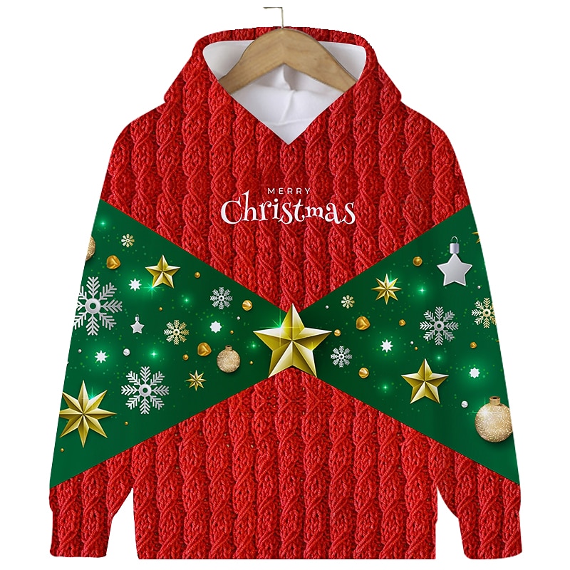 Barn Pojkar Huvtröja med jultema Huvtröja Grafisk jultomten Emoji Långärmad Ficka Vår Höst Vinter Mode söt stil Polyester Utomhus Ledigt 2025 - $18.99 –P5