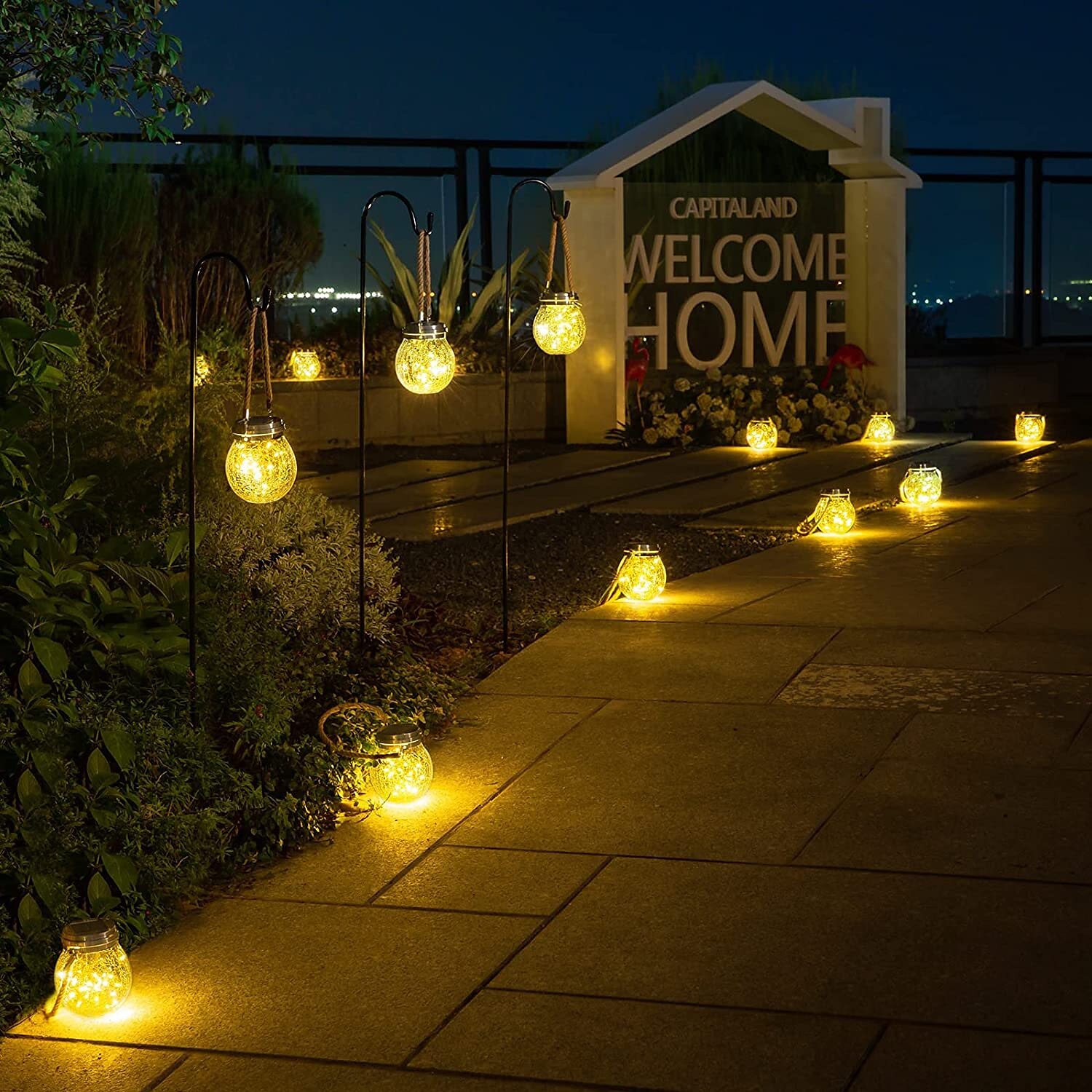 Solar Crack Jar Lichter hängende Kugel Glas LED Solarlaternen Solar Star Wunschlampe im Freien wasserdichte Gartendekoration Baumlichter Weihnachtsfeier Wohnkultur Licht 2025 - $11.99 -P14