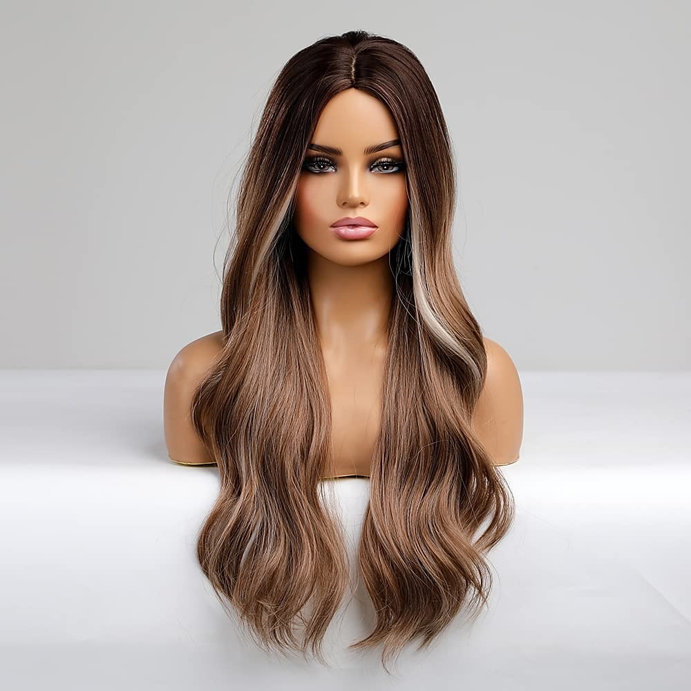 hete roze pruik magenta pruik lang krullend golvend roze pruiken voor vrouwen meisjes middelste deel hittebestendige hight density synthetische pruiken 2025 - $24.99 –P11