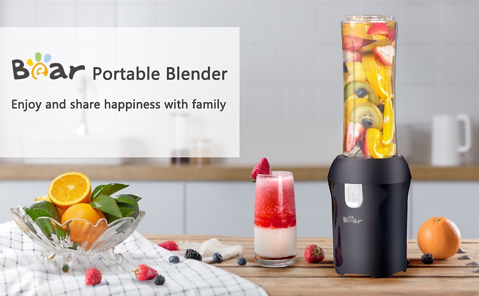 Bear 300W Personal Blender for Shakes and Smoothies, 20.3oz, Black