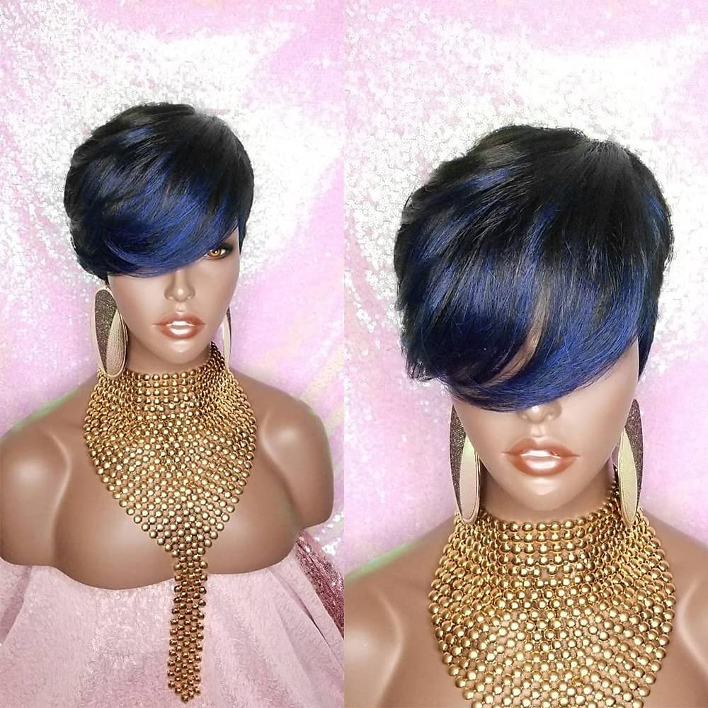 parrucca pixie cut con frangia capelli umani 1b / blu 9a parrucche brasiliane per capelli umani glueless parrucche ombre brasiliane corte dritte parrucche africane americane senza pizzo anteriore del 2025 a $23.99 –P1