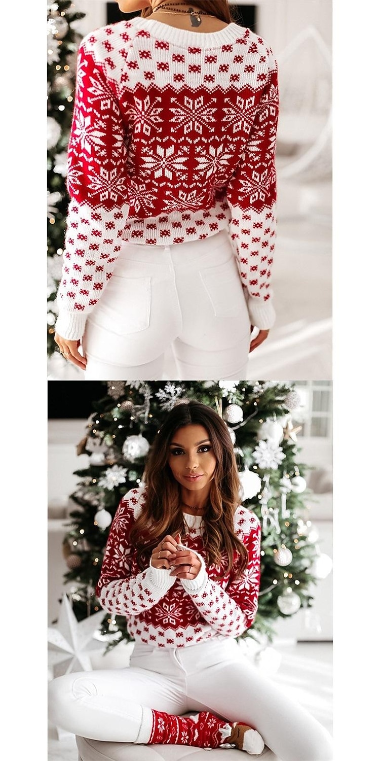 Ren Snöflinga Ful jultröja Jumper Dam Jul Vuxen Vuxna Jul julafton Jul Fest Topp 2025 - $43.99 –P11