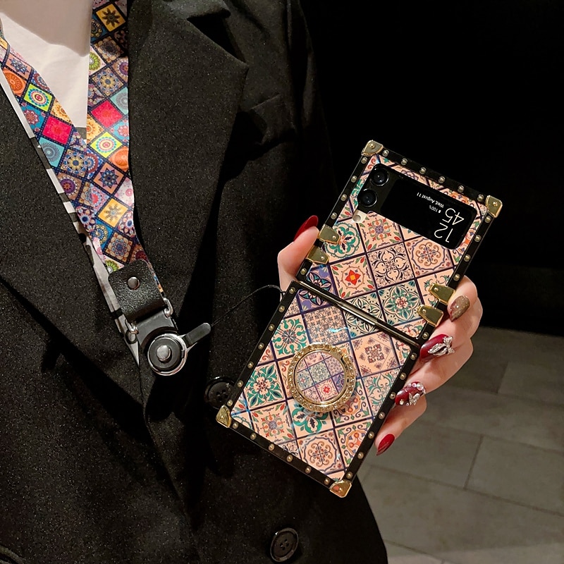 Phone Case For Samsung Galaxy Z Flip 5 Z Flip 4 Z Flip 3 Handbag Purse Flip Flip with Adjustable  Neck Strap Kickstand Butterfly PC 2025 - $16.99 –P11