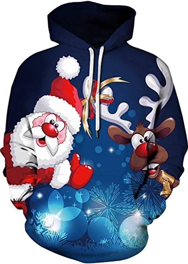 vánoční pánský unisex svetr s kapucí mikina víno červená vlastní potisk černá bílá červená s kapucí santa claus grafický potisk denní sportovní 3d potisk návrhář ležérní velké a vysoké jaro &amp;  2025 - $32.99 –P3