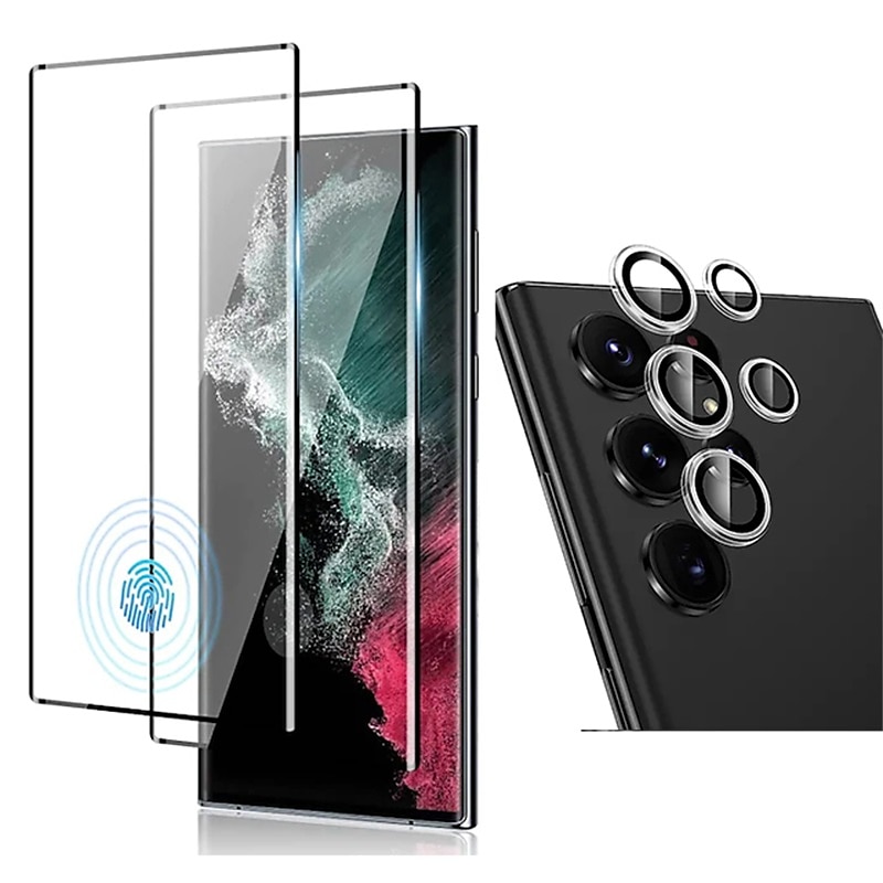 2 juegos Protector de Pantalla + Protector de Lente Cámara Para Samsung galaxia S24 Ultra Plus S23 S22 S21 S20 Plus Ultra Note 20 Ultra 10 Plus S25 Ultra Vidrio Templado Dureza 9H Anti-Huellas Alta 2025 - $13.99 –P2