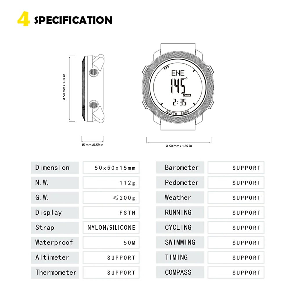 Apache Men Digital Watches Waterproof 50M Running Swimming Men Tactical Sport Watch Outdoor Sports Survival Military Watches Gift for men, Compass, Pedometer Calories 2026 - $81.99 –P10