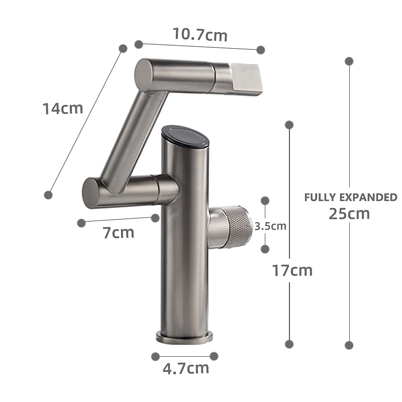 Robinet de lavabo de salle de bain, robinet de lavabo multifonction à affichage numérique, robinet de bain rotatif à un trou en laiton (blanc/gris pistolet/noir) de 2025 ? $113.99 –P1