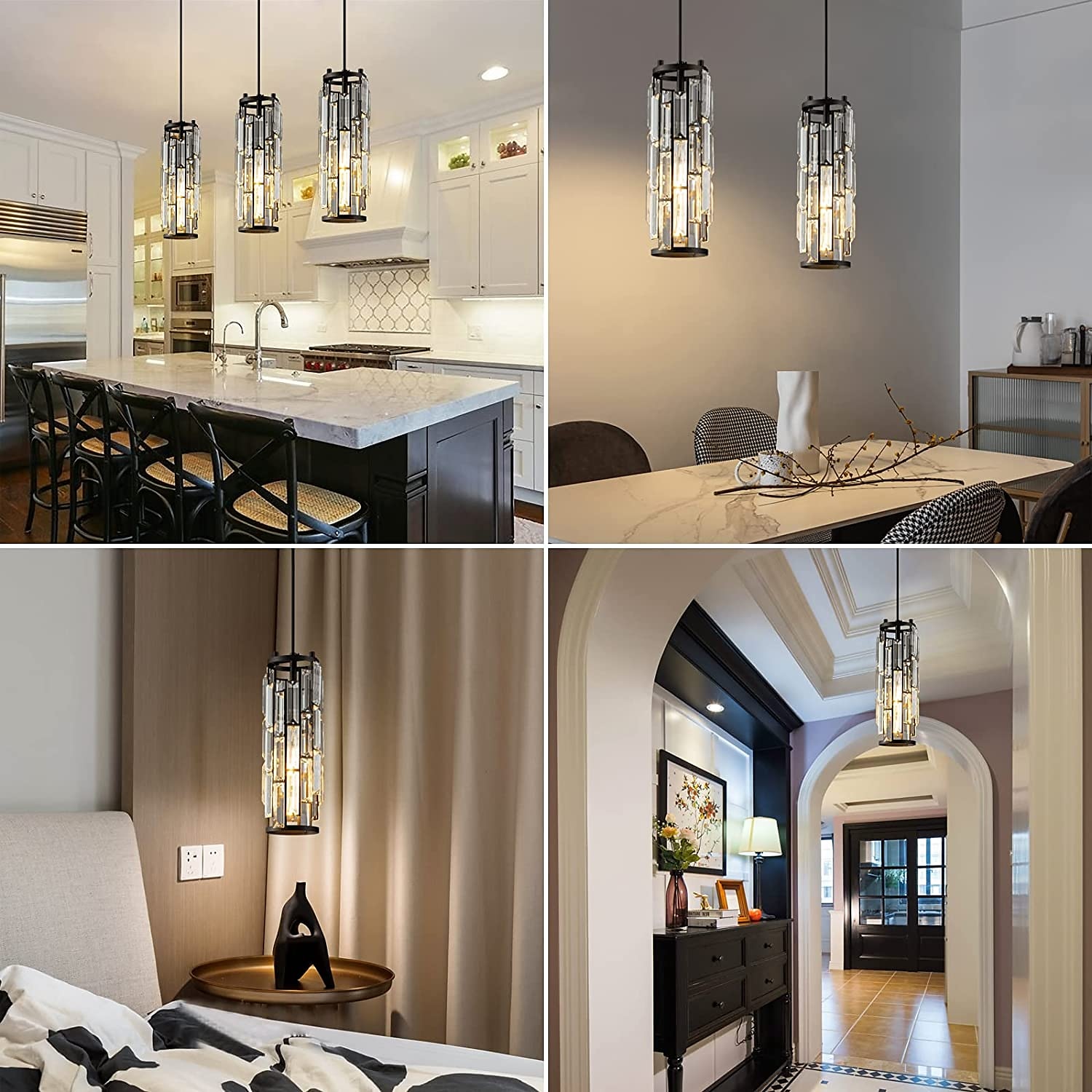 1 Light Pendant Light Black Modern Pendant Light, Mini Crystal Chandelier, Adjustable Pendant Light for Kitchen Island Dining Room Bedroom 2025 - $154.99 –P11