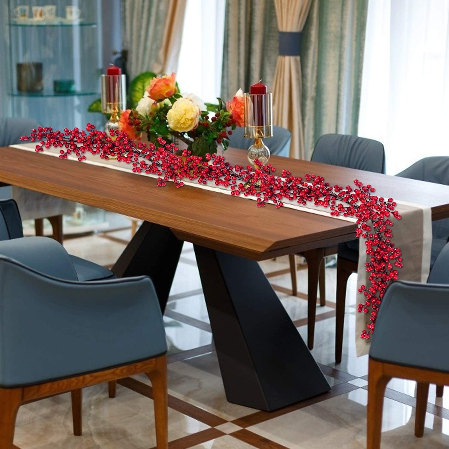 karácsonyi füzér karácsonyi díszek füzér fenyőtobozokkal piros bogyók sörte fenyőfüzér karácsonyi dekoráció beltéri kültéri otthon köpeny kandalló ünnepi dekoráció karácsonyi 2025 - $19.99 –P1