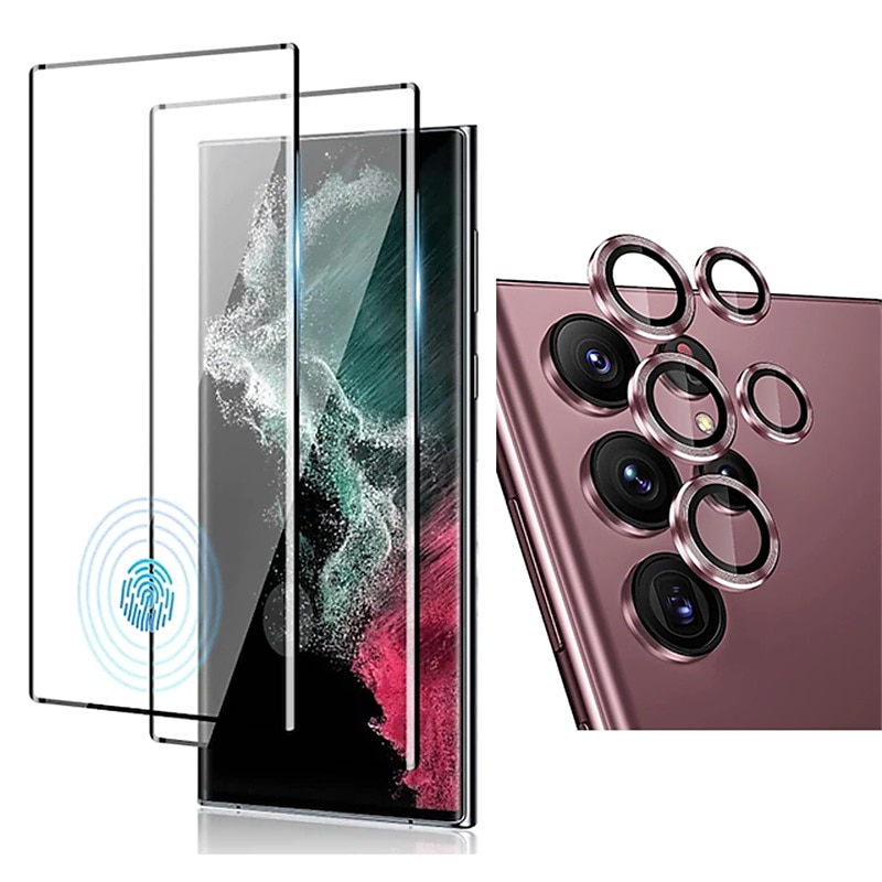 2 juegos Protector de Pantalla + Protector de Lente Cámara Para Samsung galaxia S24 Ultra Plus S23 S22 S21 S20 Plus Ultra Note 20 Ultra 10 Plus S25 Ultra Vidrio Templado Dureza 9H Anti-Huellas Alta 2025 - $13.99 –P6