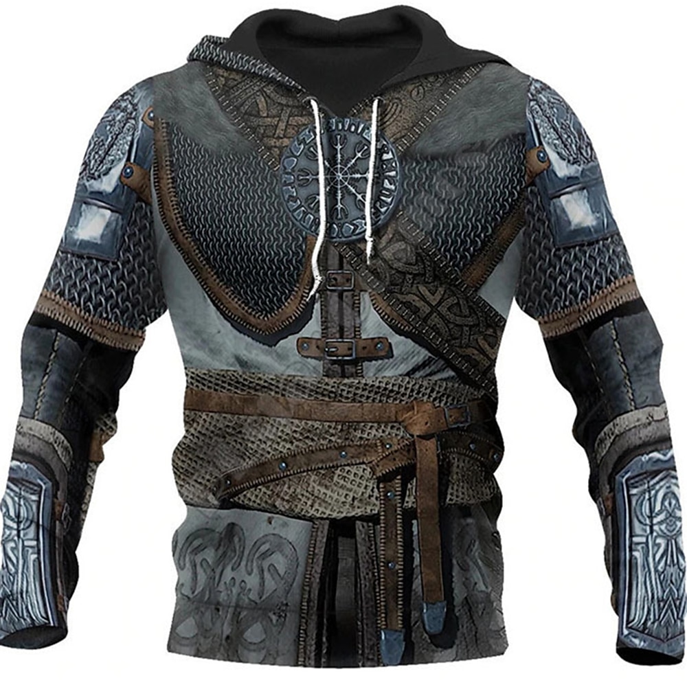 Vikings Guerriers Tatouage Viking Sweat à capuche Dessin Animé Manga Animé 3D Poche avant Art graphique Pour Couple Homme Femme Adulte Impression 3D Casual Quotidien de 2025 ? $34.99 –P1