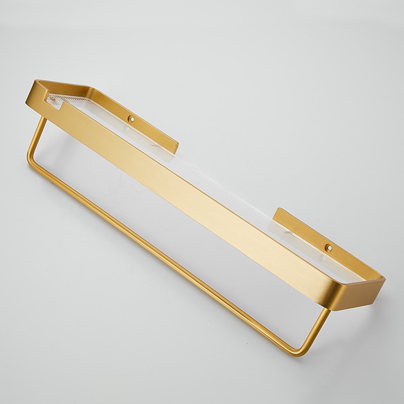 Bathroom Shelves Wall Mounted Golden Storage Organizer Rack Bathroom Kitchen Bathroom Hardware Pendant Bathroom Shelf Space Aluminum Acrylic Shower Rack Corner Shelf Square Bath Shower Shelf(Golden,Black) 2025 - $52.99 –P7