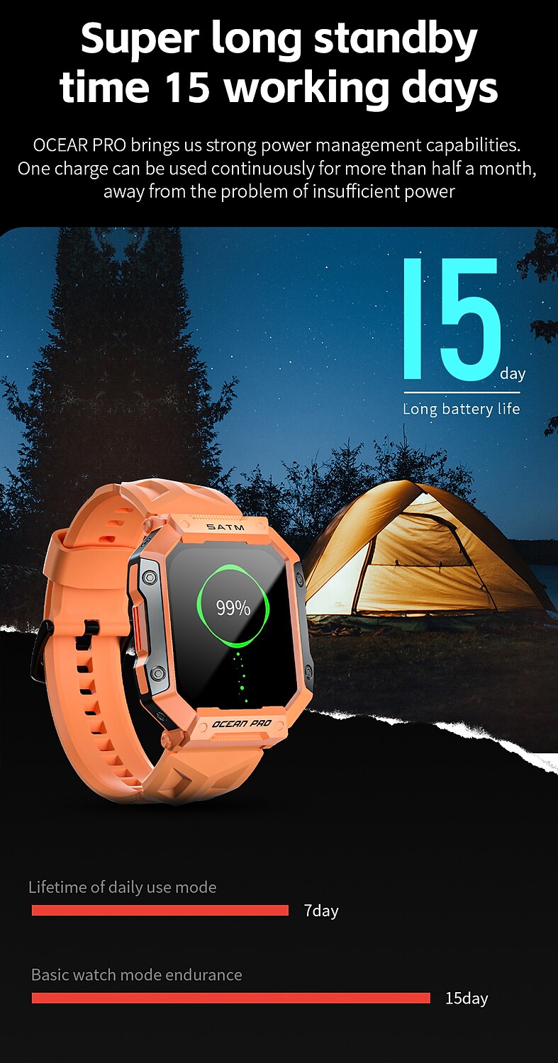 LOKMAT OCEAN PRO Smart Watch 1.85 inch Smartwatch Fitness Running Watch Bluetooth Pedometer Call Reminder Sleep Tracker Compatible with Android iOS Women Men Long Standby Waterproof Media Control IP68 2025 - $41.99 –P16