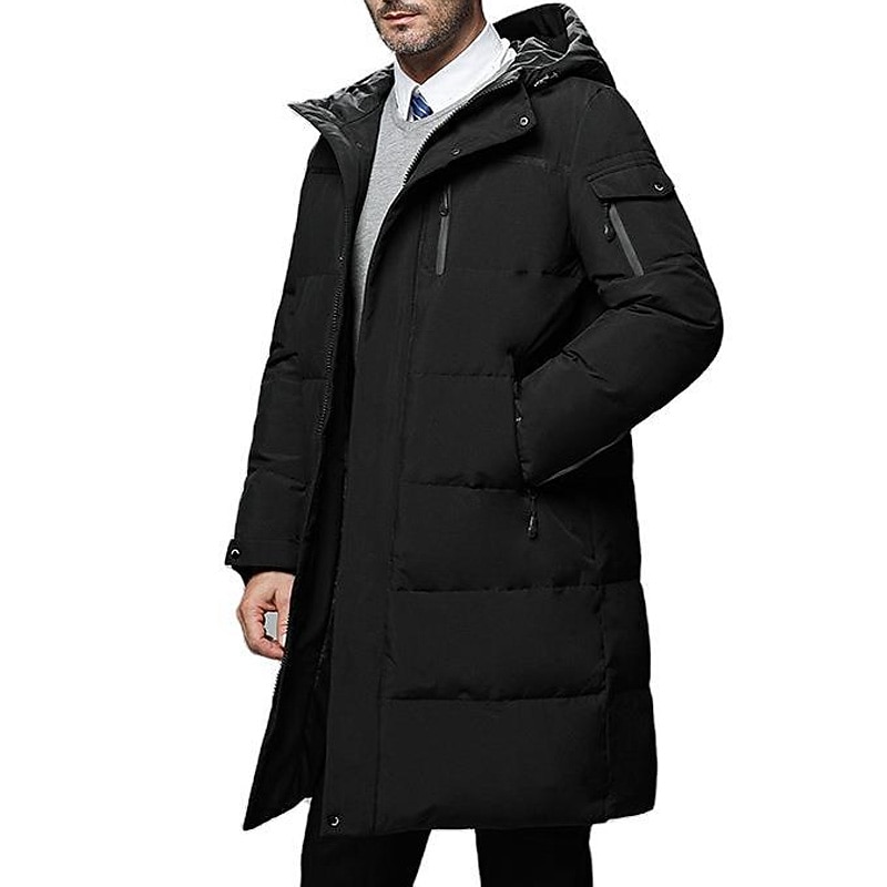 Herren Wintermantel Daunenjacke puffer jacket Strickjacke Lang Freizeitskleidung Urlaub Gehen Lässig / Alltäglich Winter Solide / einfarbig Schwarz Grün Grau Pufferjacke 2025 - $141.99 –P5