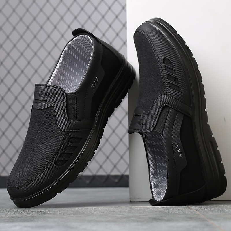 Herr Tofflor och Slip-Ons Komfort Loafers Plusstorlekar Tyg Loafers Komfortskor Vintage Klassisk Ledigt Utomhus Dagligen Kanvas Loafers Svart Brun Grå Färgblock Vår Höst 2025 - $26.99 –P3