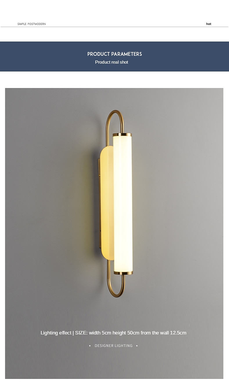 LED Wall Light Brass, Modern Strip Wrought Iron Glass Wall Lamp, Indoor Bedroom Bedside Lighting Wall Lights, Living Room Stair Lamps 2026 - $59.99 –P11
