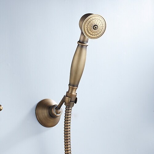 badekar kran med håndholdt dusj, veggmontert antikk messing badekar kran retro stil varmt og kaldt vann badekar kran dusj armatur for baderom dusj 2025 - $129.99 –P5