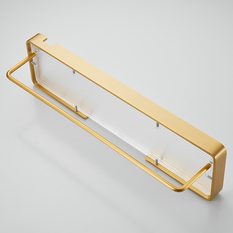Bathroom Shelves Wall Mounted Golden Storage Organizer Rack Bathroom Kitchen Bathroom Hardware Pendant Bathroom Shelf Space Aluminum Acrylic Shower Rack Corner Shelf Square Bath Shower Shelf(Golden,Black) 2025 - $52.99 –P8