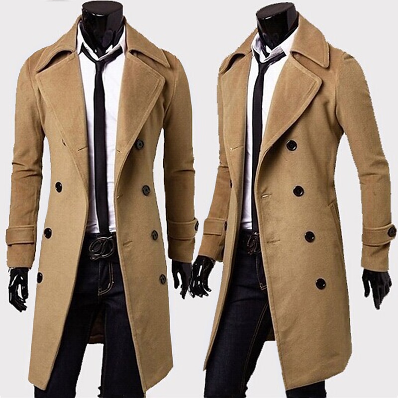 Vinterkappa Rock Peacoat Trenchcoat Företag Ledigt Höst Vinter 95% polyester 5% bomull Ytterkläder Kläder Hakslag 2025 - $47.99 –P2
