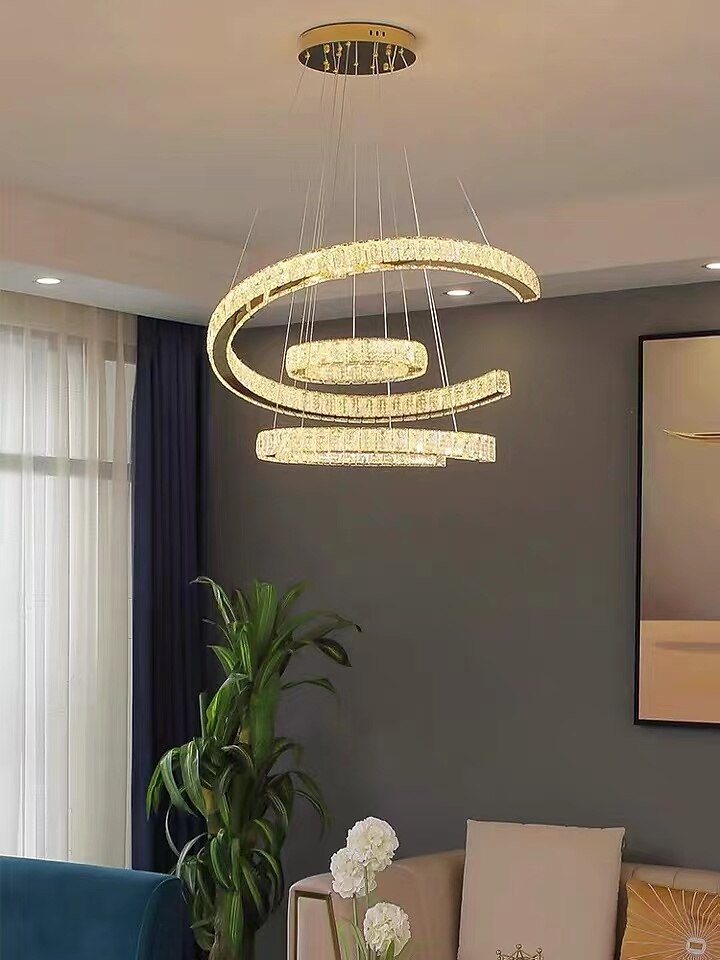 3-ring led عاكسة للضوء pandent ضوء كريستال تصميم دائرة الثريا الفولاذ المقاوم للصدأ طبقات النمط الفني النمط الرسمي مطلي بالكهرباء الفنية led 110-240v 2025 - $619.09 –P4