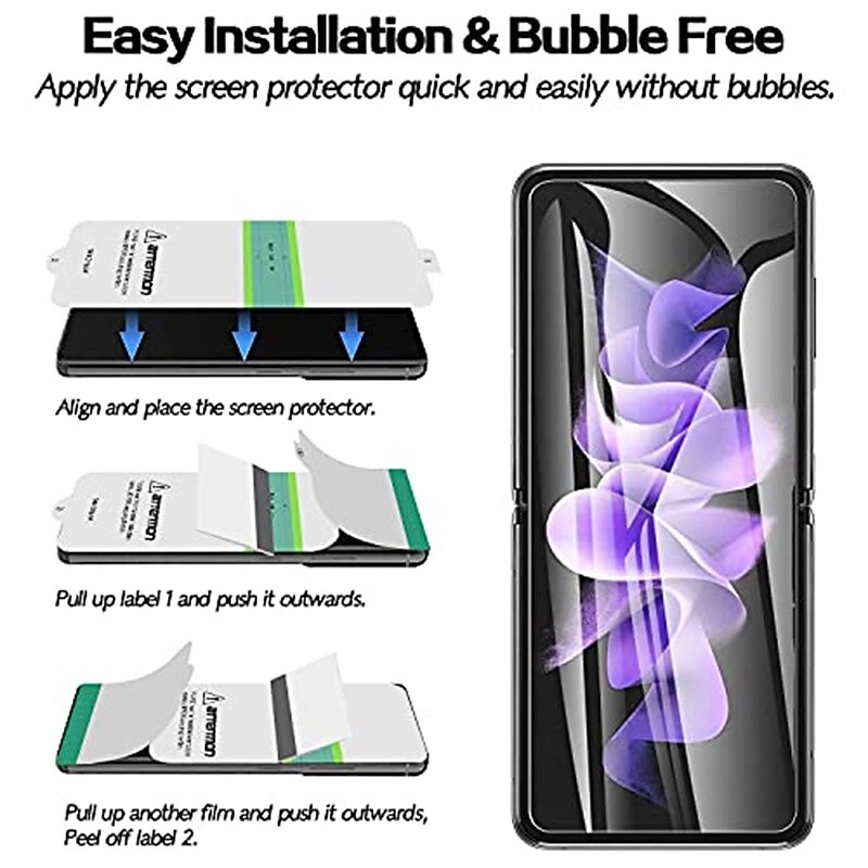 1 Set Screen Protector + Camera Lens Protector Back Screen Protector For Samsung Galaxy Z Flip 7 Z Flip 6 Z Flip 5 Z Flip 4 Z Flip 3 Tempered Glass TPU Hydrogel 9H Hardness Anti-Fingerprint High 2025 - $8.99 –P7